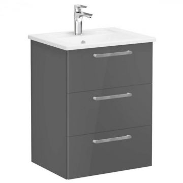 Unitate de baza lavoar baie, cu trei sertare 60cm inalt gloss anthracite, cu angular lavoar   chiuveta baie   66460