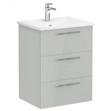 Unitate de baza lavoar baie, cu trei sertare 60cm inalt gloss pearl grey, cu angular lavoar   chiuveta baie   66466