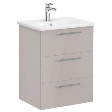 Unitate de baza lavoar baie, cu trei sertare 60cm inalt gloss sahara beige, cu rounded lavoar   chiuveta baie   66465