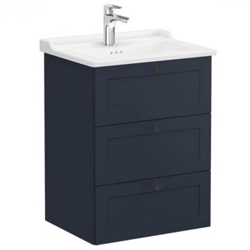 Unitate de baza lavoar baie, cu trei sertare 60cm mat dark albastru, cu classical lavoar   chiuveta baie   68916