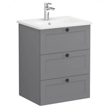 Unitate de baza lavoar baie, cu trei sertare 60cm mat grey, cu rounded lavoar   chiuveta baie   68906