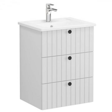 Unitate de baza lavoar baie, cu trei sertare 60cm mat gri deschis, cu angular lavoar   chiuveta baie   69472