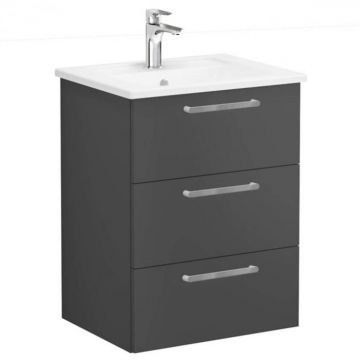 Unitate de baza lavoar baie, cu trei sertare 60cm mat storm grey, cu angular lavoar   chiuveta baie   68334