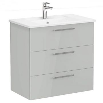 Unitate de baza lavoar baie, cu trei sertare 80cm, inalt gloss pearl grey, cu angular lavoar   chiuveta baie   66478