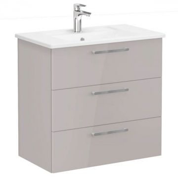 Unitate de baza lavoar baie, cu trei sertare 80cm, inalt gloss sahara beige, cu angular lavoar   chiuveta baie   66476