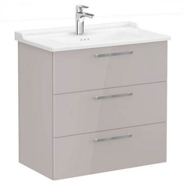 Unitate de baza lavoar baie, cu trei sertare 80cm, inalt gloss sahara beige, cu classical lavoar   chiuveta baie   68362