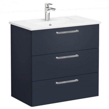Unitate de baza lavoar baie, cu trei sertare 80cm, mat dark albastru, cu angular lavoar   chiuveta baie   68353