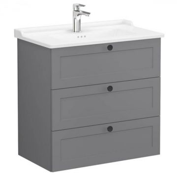 Unitate de baza lavoar baie, cu trei sertare 80cm, mat grey, cu classical lavoar   chiuveta baie   68934