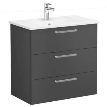 Unitate de baza lavoar baie, cu trei sertare 80cm, mat storm grey, cu angular lavoar   chiuveta baie   68352