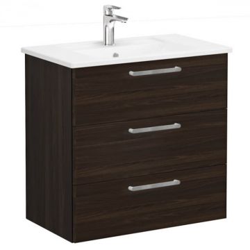 Unitate de baza lavoar baie, cu trei sertare 80cm, walnut, cu angular lavoar   chiuveta baie   66468