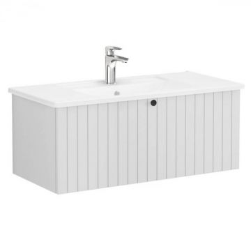 Unitate de baza lavoar baie, cu un sertar 100cm, mat gri deschis, cu angular lavoar   chiuveta baie   69388