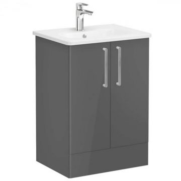Unitate de baza lavoar baie, cu usi 60cm pe pardoseala, inalt gloss anthracite, cu rounded lavoar   chiuveta baie   66377