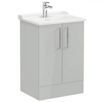 Unitate de baza lavoar baie, cu usi 60cm pe pardoseala, inalt gloss pearl grey, cu classical lavoar   chiuveta baie   68193