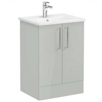 Unitate de baza lavoar baie, cu usi 60cm pe pardoseala, inalt gloss pearl grey, cu rounded lavoar   chiuveta baie   66383