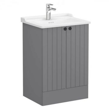 Unitate de baza lavoar baie, cu usi 60cm pe pardoseala, mat grey, cu classical lavoar   chiuveta baie   69340