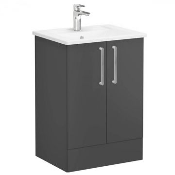 Unitate de baza lavoar baie, cu usi 60cm pe pardoseala, mat storm grey, cu angular lavoar   chiuveta baie   68185