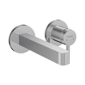 Baterie lavoar cu montaj pe perete, Hansgrohe, Finoris, cu pipa 16,8 cm, crom