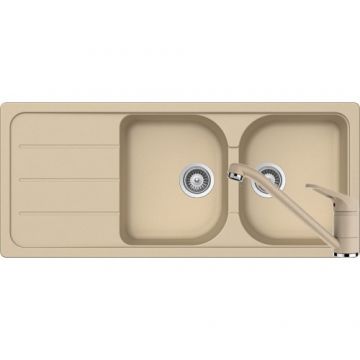 Chiuveta Bucatarie De Granit Cu Doua Cuve - Schock FORMHAUS D-200 + baterie COSMO - Culoare moonstone