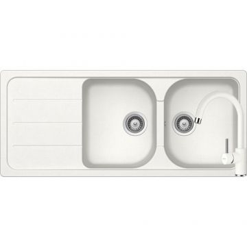 Chiuveta Bucatarie De Granit Cu Doua Cuve - Schock FORMHAUS D-200 + baterie PLUTOS - Culoare alpina