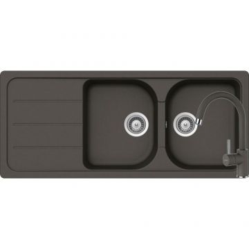 Chiuveta Bucatarie De Granit Cu Doua Cuve - Schock FORMHAUS D-200 + baterie PLUTOS - Culoare asphalt