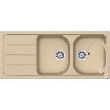 Chiuveta Bucatarie De Granit Cu Doua Cuve - Schock FORMHAUS D-200 + baterie PLUTOS - Culoare moonstone