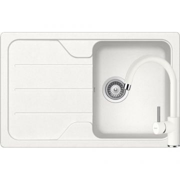 Chiuveta Bucatarie De Granit - Schock FORMHAUS D-100S + baterie PLUTOS + cos scurgere ajustabil cadou - Culoare alpina