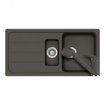 Chiuveta Bucatarie De Granit - Schock FORMHAUS D-150L + baterie COSMO Extensibila - Culoare asphalt