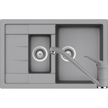 Chiuveta Bucatarie De Granit - Schock MANHATTAN D-150S + baterie COSMO - Culoare croma