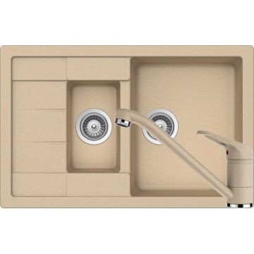 Chiuveta Bucatarie De Granit - Schock MANHATTAN D-150S + baterie COSMO - Culoare moonstone