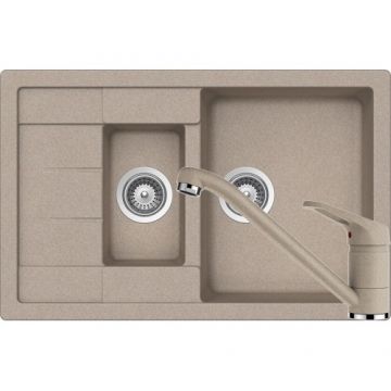 Chiuveta Bucatarie De Granit - Schock MANHATTAN D-150S + baterie COSMO - Culoare Sabbia