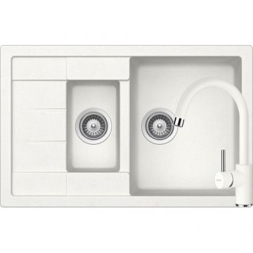 Chiuveta Bucatarie De Granit - Schock MANHATTAN D-150S + baterie PLUTOS - Culoare alpina