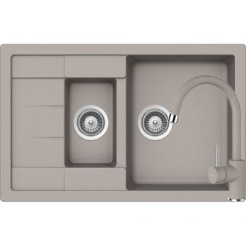 Chiuveta Bucatarie De Granit - Schock MANHATTAN D-150S + baterie PLUTOS - Culoare betton