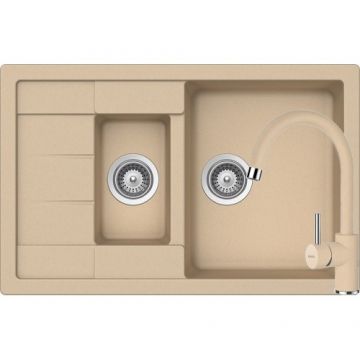 Chiuveta Bucatarie De Granit - Schock MANHATTAN D-150S + baterie PLUTOS - Culoare moonstone