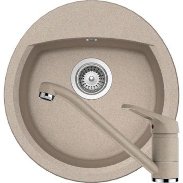 Chiuveta Bucatarie De Granit - Schock MANHATTAN R-100 + baterie COSMO - Culoare Sabbia