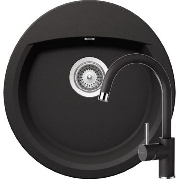 Chiuveta Bucatarie De Granit - Schock MANHATTAN R-100 + baterie PLUTOS - Culoare Nero