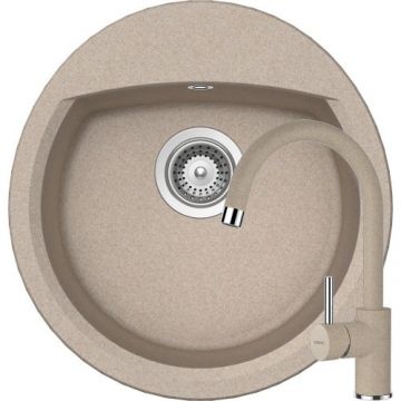 Chiuveta Bucatarie De Granit - Schock MANHATTAN R-100 + baterie PLUTOS - Culoare Sabbia