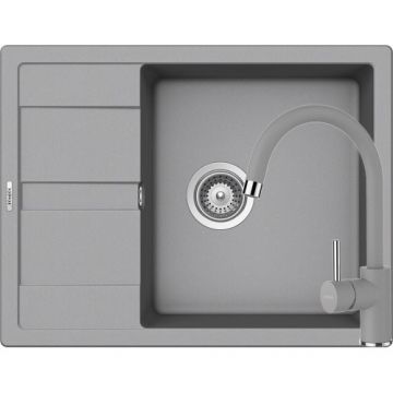 Chiuveta Bucatarie De Granit - Schock RONDA D-100L + baterie PLUTOS + cos scurgere ajustabil cadou - Culoare croma