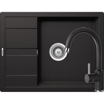 Chiuveta Bucatarie De Granit - Schock RONDA D-100L + baterie PLUTOS + cos scurgere ajustabil cadou - Culoare Nero