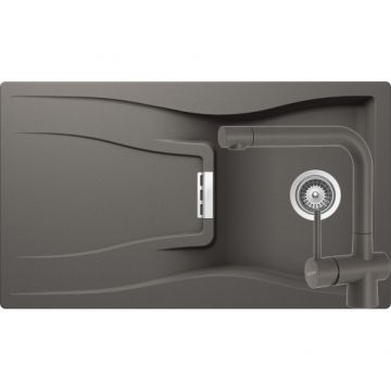 Chiuveta Bucatarie De Granit - Schock WATERFALL D-100 + baterie Laios - Culoare silverstone