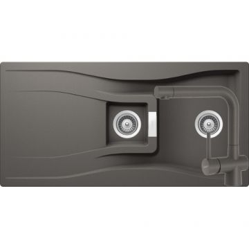 Chiuveta Bucatarie De Granit - Schock WATERFALL D-150 + baterie Laios - Culoare silverstone