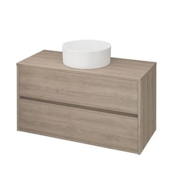 Mobilier suspendat Cersanit, Crea, pentru lavoarele pe blat, 80 cm, stejar