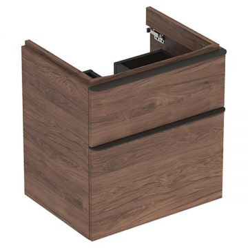 Mobilier suspendat Geberit, Smyle Square, pentru lavoar de 60 cm, nuc american hickory