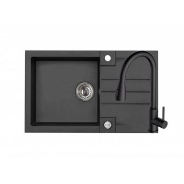 Set chiuveta Alveus Rock 130 negru + baterie Primrose G91 + Allround - Dimensiune 780x480 mm