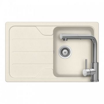 Set chiuveta bucatarie Schock Formhaus D-100S Cristalite Alpina+baterie bucatarie Schock Kantus cu cap extractibil - Culoare Vanilla