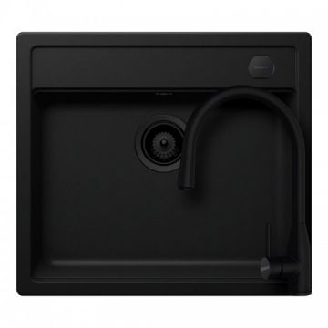 Set chiuveta bucatarie Schock Mono N-100 + baterie Schock Kavus cu cap extractibil - Culoare Nero