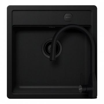 Set chiuveta bucatarie Schock Mono N-100S + baterie bucatarie Schock Kavus cu cap extractibil - Culoare Nero