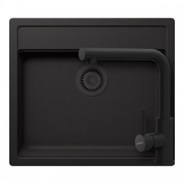 Set chiuveta bucatarie Schock Nemo N-100 + baterie bucatarie Schock Kantus cu cap extractibil - Culoare Nero