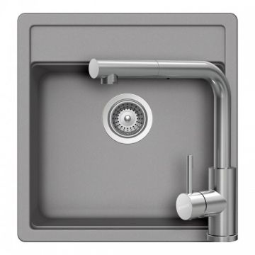 Set chiuveta bucatarie Schock Nemo N-100S Cristalite + baterie bucatarie Schock Kantus cu cap extractibil - Culoare croma