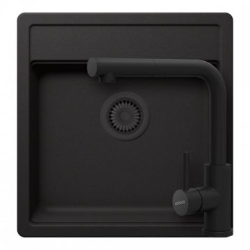 Set chiuveta bucatarie Schock Nemo N-100S Cristalite + baterie bucatarie Schock Kantus cu cap extractibil - Culoare Nero