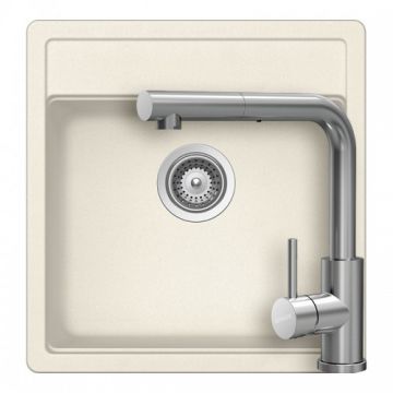 Set chiuveta bucatarie Schock Nemo N-100S Cristalite + baterie Schock Kantus cu cap extractibil + cos scurgere ajustabil cadou - Culoare Vanilla